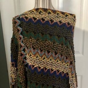 Blue green poncho